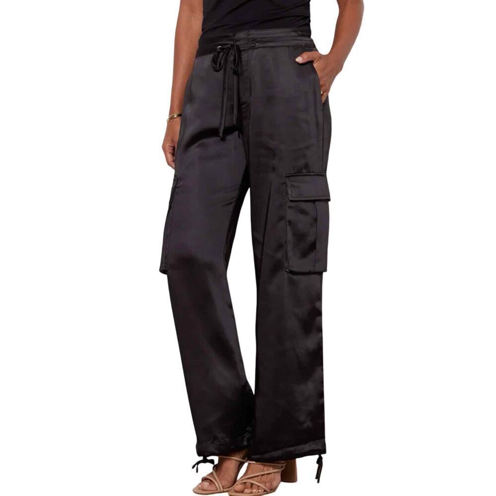 Sanctuary Women's Eve Semi-High-Rise Satin Cargo Pants Size 25